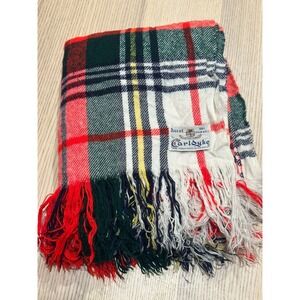 Vintage Carldyke Acrylic Blanket Scarf Large Scale Woven Tartan Plaid‎ 42"x36"